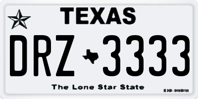 TX license plate DRZ3333