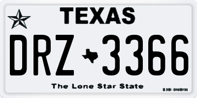 TX license plate DRZ3366