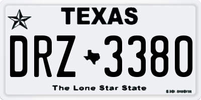 TX license plate DRZ3380