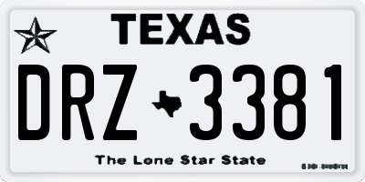 TX license plate DRZ3381