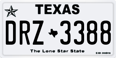 TX license plate DRZ3388