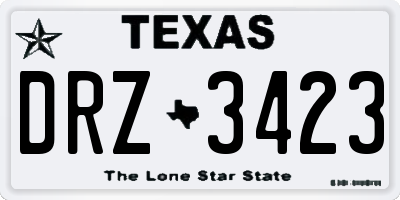 TX license plate DRZ3423