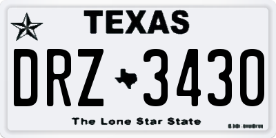 TX license plate DRZ3430