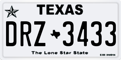 TX license plate DRZ3433