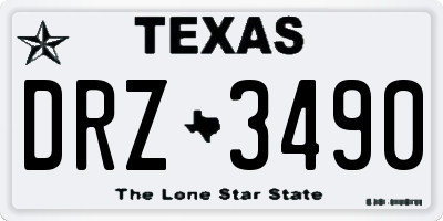 TX license plate DRZ3490
