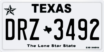 TX license plate DRZ3492