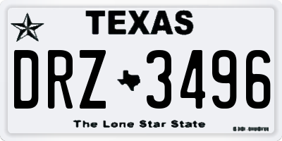 TX license plate DRZ3496