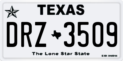 TX license plate DRZ3509
