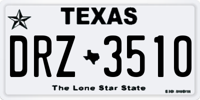 TX license plate DRZ3510
