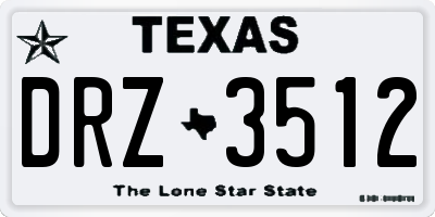 TX license plate DRZ3512