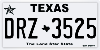 TX license plate DRZ3525