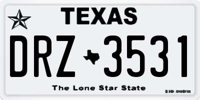 TX license plate DRZ3531
