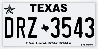 TX license plate DRZ3543