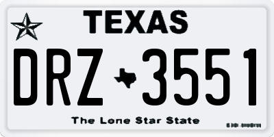 TX license plate DRZ3551