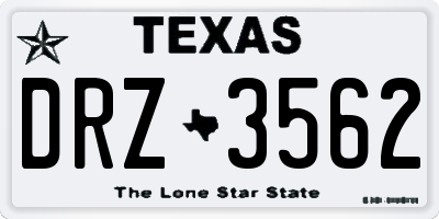 TX license plate DRZ3562