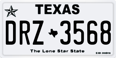 TX license plate DRZ3568