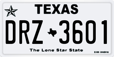 TX license plate DRZ3601