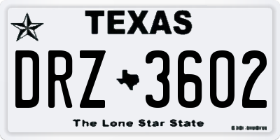 TX license plate DRZ3602