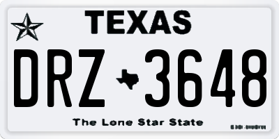 TX license plate DRZ3648