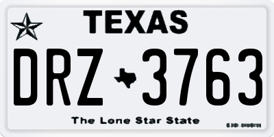 TX license plate DRZ3763