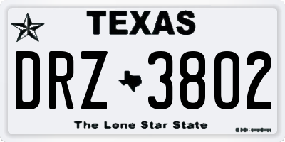 TX license plate DRZ3802