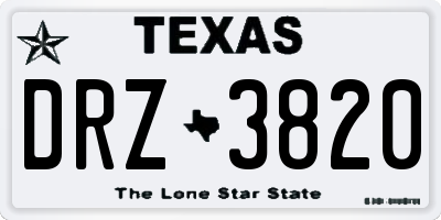TX license plate DRZ3820