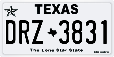 TX license plate DRZ3831