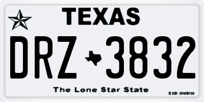 TX license plate DRZ3832