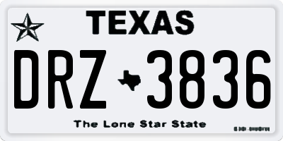 TX license plate DRZ3836