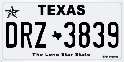 TX license plate DRZ3839