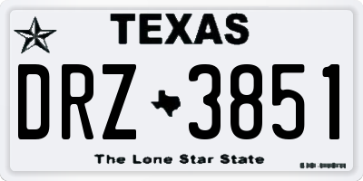 TX license plate DRZ3851
