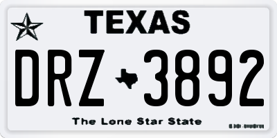 TX license plate DRZ3892
