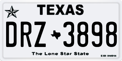 TX license plate DRZ3898