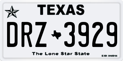 TX license plate DRZ3929