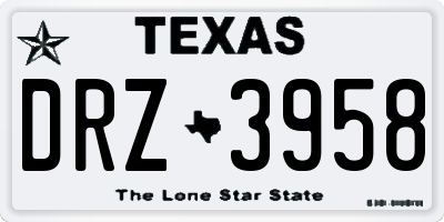 TX license plate DRZ3958