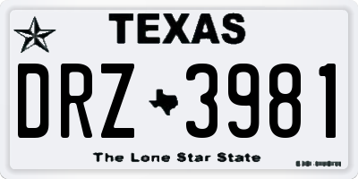 TX license plate DRZ3981