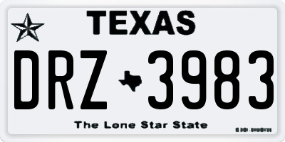 TX license plate DRZ3983
