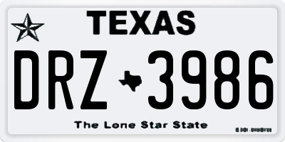 TX license plate DRZ3986