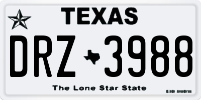 TX license plate DRZ3988