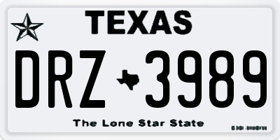TX license plate DRZ3989