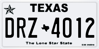 TX license plate DRZ4012