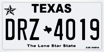 TX license plate DRZ4019