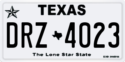 TX license plate DRZ4023
