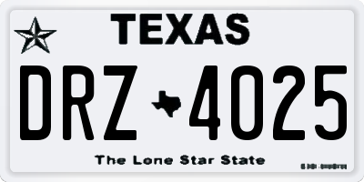 TX license plate DRZ4025