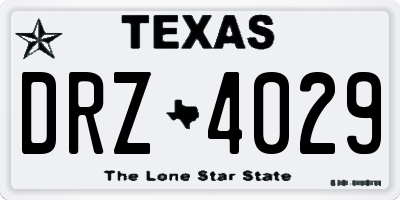 TX license plate DRZ4029