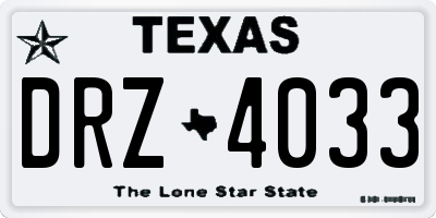 TX license plate DRZ4033