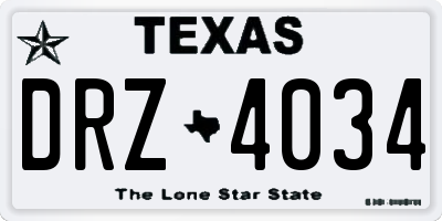 TX license plate DRZ4034