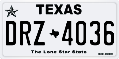 TX license plate DRZ4036