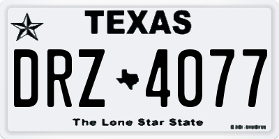 TX license plate DRZ4077