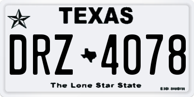 TX license plate DRZ4078